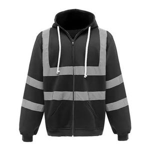 High Visibility Reflective Safety Hoodie Full Zip <b>Work</b> Jacket Detachable Hood <b>Waterproof</b> Breathable Hoodie OEM Safety Workwear - Product Image 1
