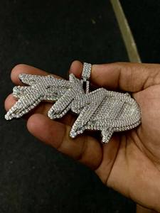 Colgante con Nombre Estilo Graffiti Iced Out, Plata de Ley 925, Diamante Moissanita, Hip Hop, Letra Personalizada Drip Charm - Product Image 2
