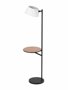 Modern metal Floor lamp E26/ E27 with fabric lampshade and glass <b>tray</b>, on/off switch for for hotels bedrooms living room - Product Image 1