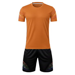 Conjunto Vibrante para Partido de Fútbol, 100% Poliéster, Corte Automatizado, Color Degradado, Camiseta de Fútbol de Manga Corta, Pantalones Cortos con Cordón - Product Image 4