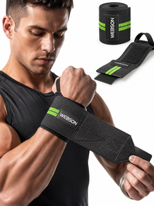 Soporte de Muñeca de Neopreno Webson, Ajustable con Cierre de Gancho y Ojal, Antideslizante, Negro con Rayas Moradas, para Levantamiento de Pesas y Entrenamiento de Fuerza - Product Image 2