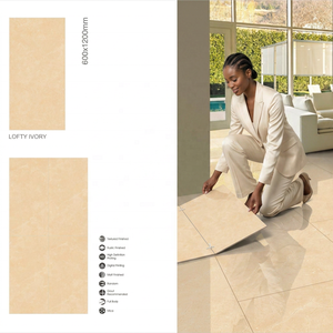 Carreaux de sol en porcelaine brillante Lofty Ivory 600x1200mm 24x48 pouces, aspect marbre poli, qualité export pour l'Algérie - Product Image 1