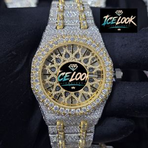 นาฬิกาข้อมือผู้ชาย ICELOOK หรูหรา ตัวเรือนสแตนเลสสตีล ขนาด 40 มม. หน้าปัดทรงกลม ระบบควอตซ์ พร้อมสายประดับเพชร และกระจกแซฟไฟร์ - Product Image 1