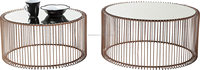 Ensemble de décoration moderne pour la maison/2 tables en cuivre et verre noir Mobilier de salon simple et attrayant