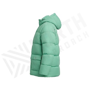Hooded Quilted Waterproof <b>Bubble</b> Jacket Black Full Sleeve Winter Windproof Cotton Shell Knitted Fabric Polyester Filling Stand - Product Image 2