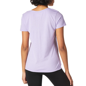 Women's V-Neck Short Sleeve T-Shirt <b>Purple</b> Butterfly Floral Print Casual <b>Top</b> Breathable Knitted Polyester Spring Summer Wear - Product Image 2