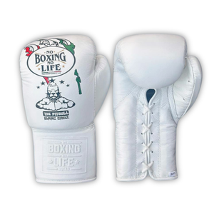 No Boxing No Life Guantes de Boxeo MMA de Cuero Vacuno Personalizados con Cierre de Cordones en los Dedos Completos, Absorción de Humedad y Antideslizantes para Combate - Product Image 1