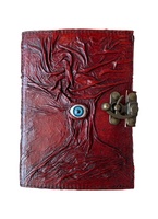 Arbre de vie livre de sorts oeil Grimoire Journal en cuir véritable Journal Deckle bord papier Vintage blanc sort cahier ou journal