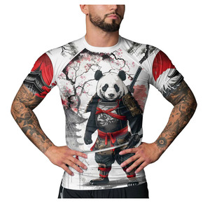 Panda Fighter Men's Short Sleeve <b>Compression</b> Rash Guard MMA Jiu Jitsu BJJ Grappling Base Layer Combat <b>Shirt</b> <b>COMPRESSION</b> WEAR - Product Image 4