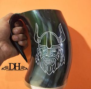 Taza de Cuerno de Búfalo Pulida de Estilo Medieval Tradicional, Ecológica, para Bar y Uso Doméstico - Product Image 2