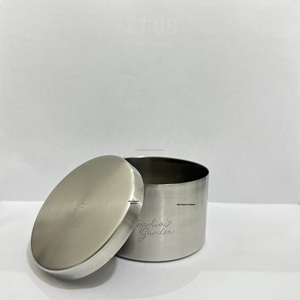 High Quality Stainless Steel Custom Metal Handmade <b>Decorative</b> 10 OZ Round Metal Candle holder & Candle <b>Jars</b> with Nickel finished - Product Image 4