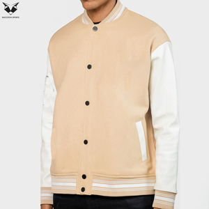 Latest Style Casual Sports Varsity Jacket, Wholesale Custom Wool & Soft Fleece Body with Full Leather Sleeves Men Jacket - Product Image 3