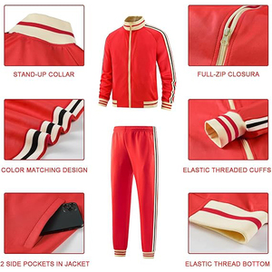 Traje de entrenamiento con paneles de color en contraste en las mangas, cierre de cremallera completa, pantalones hasta el tobillo, chándal deportivo para entrenamiento de equipos. - Product Image 4