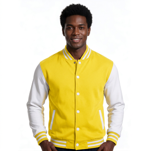 Veste de baseball personnalisée au style universitaire pour les marques de blousons varsity, corps en mélange de laine avec manches contrastées - Product Image 2