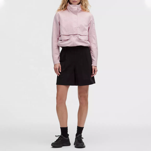 Hot Selling Pink Stand Collar Utility <b>Jacket</b> With Pockets Full <b>Sleeve</b> Windproof Polyester Women's <b>Short</b> Autumn Softshell <b>Jacket</b> - Product Image 6