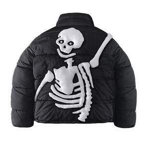 Chaqueta Acolchada con Estampado 3D de Mano de Esqueleto para Hombre y Mujer, Cortavientos de Invierno con Cuello Alto y Cremallera, Estilo Urbano - Product Image 2