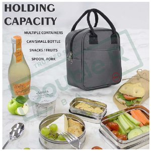 Sac isotherme portable pour aliments, organiseur de repas avec deux poches pour le bureau, l'école, les pique-niques et les voyages en plein air - Product Image 5