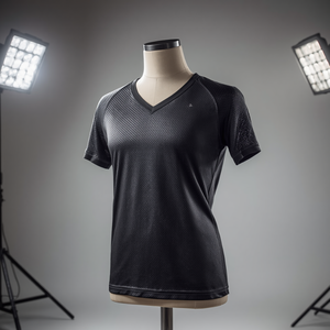 T-shirt formel à col roulé en maille respirant et léger, imprimé sérigraphié, brodé, écologique, anti-plis pour homme - Product Image 3