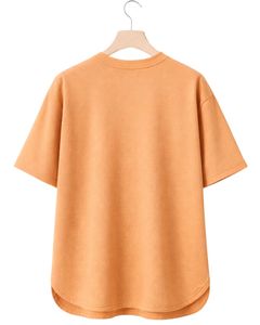 Camiseta Oversize Personalizada Color Durazno para Hombre, con Dobladillo Curvo, Hombro Caído, Cuello Redondo, de Algodón Liso, Estilo Urbano, para Verano - Product Image 2