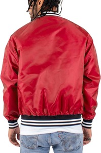 <b>Men's</b> Royal Blue Varsity <b>Jacket</b> Solid Color Button Closure Turn-down Collar Casual Style Autumn Wear Regular Fit Satin Lining - Product Image 6