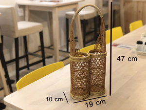 Porte-vin en bambou, panier à vin pour cadeau, 2 bouteilles, rangement de cuisine, support à vin tissé naturellement, fournisseur et fabricant en gros - Product Image 6