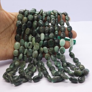 Cuentas ovaladas lisas de esmeralda natural de 8x11-9x12 mm, pepitas ovaladas de esmeralda lisas, hilo de 16 pulgadas, cuentas de esmeralda premium para la fabricación de joyería. - Product Image 6