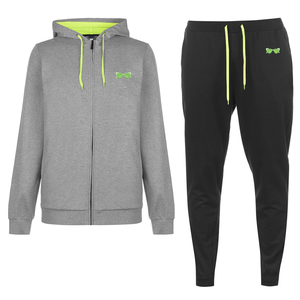 Jogging unisexe en coton noir avec cordon de serrage vert fluo et logo sur le devant, coupe décontractée, longueur intégrale, poches latérales, idéal pour l'automne - Product Image 1