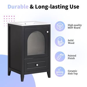 20\" <b>Bathroom</b> <b>Vanity</b> with Soft-Closing Glass Door and Drawer Elegant <b>Vanity</b> Cabinet for <b>Bathrooms</b> - Product Image 4