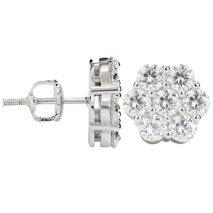 Elegantes pendientes de tuerca de moissanita CClover de cuatro hojas para mujer en diseño cruzado clásico de Skiver de Ley 925 - Product Image 1