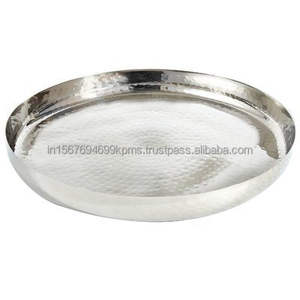 Plateaux décoratifs avec poignées, plateau en métal de haute qualité, forme ronde, plateaux de service alimentaire de qualité alimentaire, fournitures pour restaurants - Product Image 5