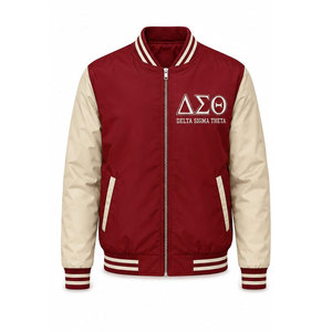 Chaqueta Bomber Delta Sigma Theta Roja con Estampado '1913' en la Espalda, Estilo Preppy para Hombre, Chaqueta Universitaria de Satén con Cierre Frontal - Product Image 2