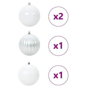 Ensemble de boules de Noël en plastique blanc, 4 pièces, décorations rondes pour arbre, décorations de fête - Product Image 3