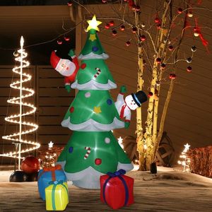 8ft Inflatable <b>Outdoor</b> Holiday Yard Decorations with Snowman Santa Claus and 9 <b>String</b> <b>Lights</b> 3 Gift Boxes - Product Image 1