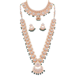 Juego de Collar Doble con Baño de Oro Premium Jewelemarket, Kundan Meenakari 10575570DGR, Conjuntos de Joyería Fina, Imitación de Perla para Novia - Product Image 3