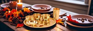 7 Piece Designer Brass Dinner Set Thali Set - 1 Plate, 3 Bowls, 1 Chuttney Bowl & 1 Glass - Dinnerware Tableware Gift item - Product Image 2