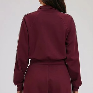 Ensemble deux pièces décontracté vintage en molleton épais délavé pour femme avec logo personnalisé – Survêtement à capuche et pantalon de jogging zippé - Product Image 4