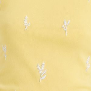 Camiseta sin mangas acanalada para mujer, amarillo limón y blanco, bordada, informal, de verano, de algodón elástico, ajustada, personalizada, OEM. - Product Image 5