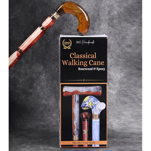 Canne de marche en bois avec sangle de poignet en cuir, élégante canne en bois à texture naturelle, bâton de randonnée en bois dur - Product Image 4