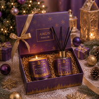 Servicio de Diseño Personalizado de Fábrica AIKUN, Difusor de Aromas, Vela de Cera de Soya Desodorizante, Juego de Regalo en Caja de Estilo Navideño de Lujo