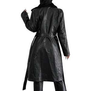 High Quality Womens Lambskin Leather Long Coat Customized Fashionable Full Sleeve Genuine Leather Trench Winter Jacket 2026 - Product Image 2