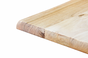 Table basse en bois d'acacia à bord naturel, plateau en dalle naturelle, pieds en fer noir, style moderne rustique, table rectangulaire pour salon, meubles de salon - Product Image 5