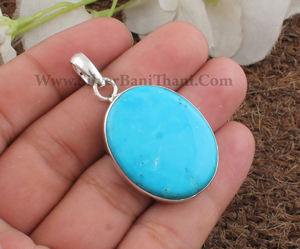 Collar Unisex de Piedras Preciosas Vintage Hechas a Mano con Turquesa Azul Natural y Plata de Ley 925 Chapada en Platino al por Mayor - Product Image 3