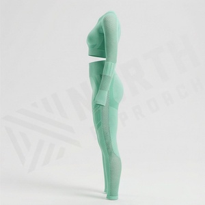 Ensemble de yoga pour femmes, vêtements de sport respirants pour la gym, tenue de fitness, vêtements de sport athlétiques, hauts de sport pour la course à pied - Product Image 3