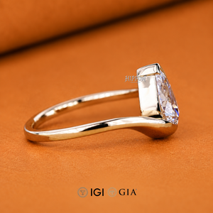Anillo de Compromiso con Corte de Pera, Anillo de Diamante Cultivado en Laboratorio, Anillos de Boda para Mujer, Anillo de Media Montura, Joyería Hecha a Mano - Product Image 2