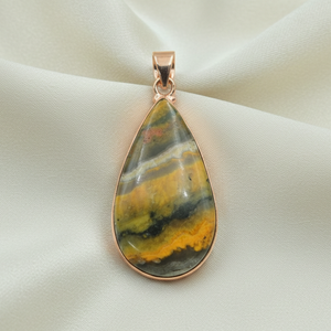 Colgante de Jaspe Bumblebee en Forma de Lágrima, Plata de Ley 925, Chapado en Oro Rosa y Oro Amarillo, Joyería de Piedra Natural Hecha a Mano, Regalo - Product Image 2