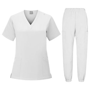 Tenues d'infirmière unisexes à col en V, ensembles de blouses et pantalons extensibles 4 directions en polyester et élasthanne, tricotés, pour usage hospitalier, avec détection d'aiguilles - Product Image 2