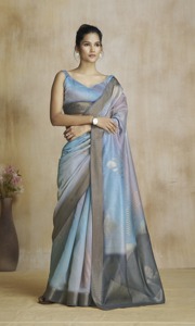 Fancy <b>Silk</b> <b>Fabric</b> Modern Digital Print Saree with Blouse for Women Diwali Party Wear - Product Image 6