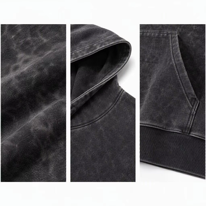 Men's <b>Black</b> Hooded Sweatshirt Solid Color Fleece Oversized Fit Casual Pocket Design Autumn Wear - Product Image 3