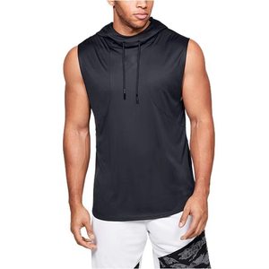 Men's Sleeveless Fleece Pullover <b>Hoodie</b> for Gym Fitness Bodybuilding Plus Size Printed Pattern Logo Washed Technique OEM Supply - Product Image 2