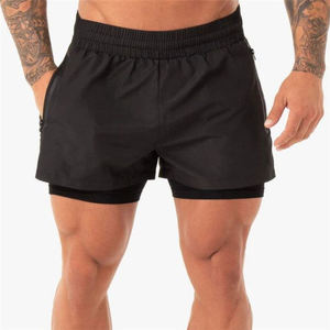 Men’s Activewear Double <b>Layer</b> Shorts Running Fitness Shorts with Built-in Compression Liner - Product Image 1